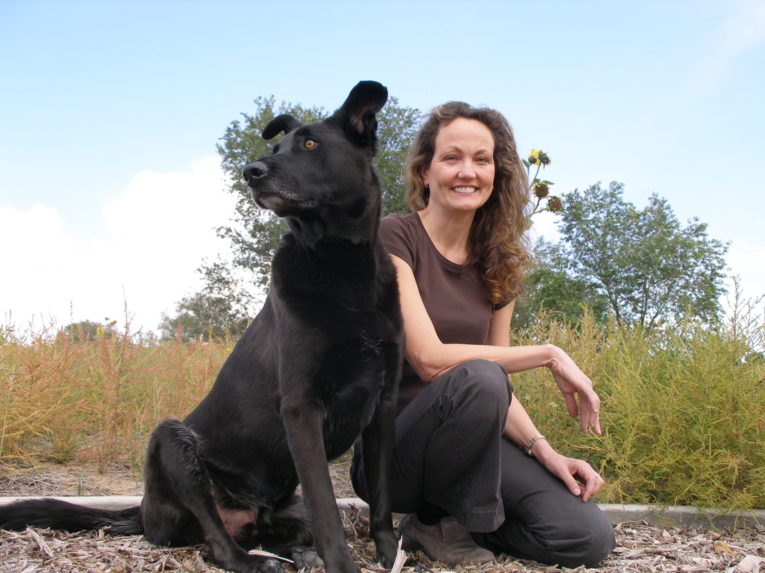 a photo of dr sally lane and her dog